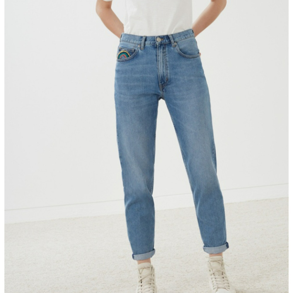 M.I.H JEANS Rainbow Blue Linda Vintage Boyfriend Ultra High Rise Jeans